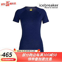 icebreaker 美利奴羊毛 女150 Zone短袖圆领打底衫104330 466/海军蓝 L