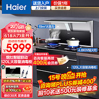 Haier 海尔 19立方油烟机+4.8KW灶具+消毒柜 烟灶联动/120L消毒柜-QAX