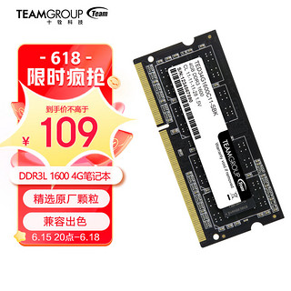 Team 十铨 DDR3 1600MHz 笔记本内存 普条  4GB TED3L4G1600C11-SBK