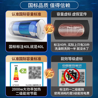 志高(CHIGO)电热水器储水式60升家用超薄扁桶热水器2000W速热热水宝60L国标品质安全防电墙智能数显 F20EA