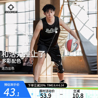 准者篮球背心运动宽松无袖男款篮球服健身速干跑步体育生体能训练上衣 纯正黑 L/175