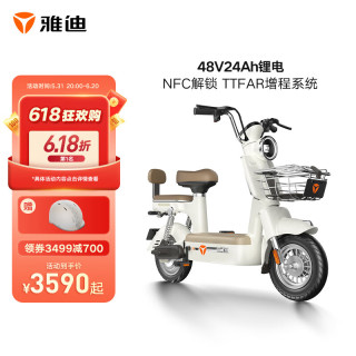 Yadea 雅迪 冠能摩登智能新国标电动自行车48V24Ah锂电男女长续航电瓶车