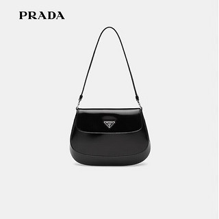 PRADA 普拉达 Cleo系列女士皮革亮面翻盖式斜挎单肩包1BD311VOOO-ZO6-F0002 黑色