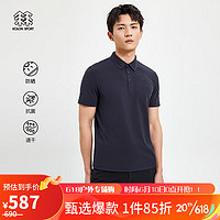 KOLON SPORT可隆短袖男款户外速干上衣防晒抗菌POLO衫 藏蓝NA 175/L