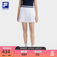 FILA 斐乐 官方女子梭织短裙2023夏季宽松百褶网球运动半身裙