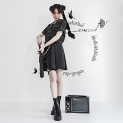仲春二四 清仓）仲春二四 月半夜枭  蒸汽朋克风水手服夏服学生套装女
