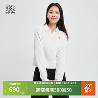 KOLON SPORT/可隆长袖 女子户外CAMPING露营系列POLO领休闲卫衣 LKPT3ST626-CR 米白 170/L