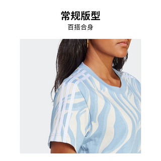 adidas阿迪达斯官方三叶草女装春季运动上衣圆领短袖T恤IJ8193 天蓝 A/2XS