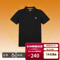 Timberland添柏岚t恤男士上衣春夏新款运动户外宽松透气商务POLO短袖 A24H2001/黑色 XS/165