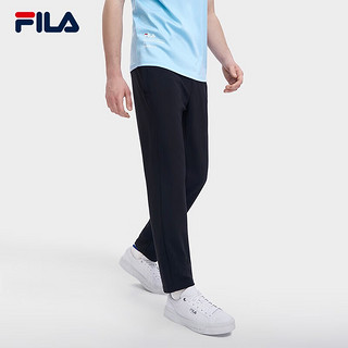 斐乐（FILA）官方男子针织长裤2023夏季新款基础简约直口通勤休闲裤-重复 正黑色-BK 190/96A/XXXL