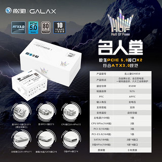 GALAXY 影驰 名人堂HOFGH850 全模组电源 850W 白金