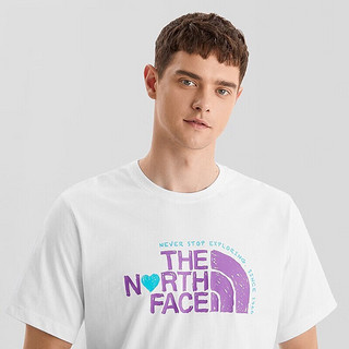 The North Face23春夏新款北面T恤情侣款户外舒适透气纯棉面料520爱心短袖7WDX FN4/白色 S