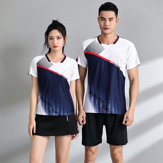 谛汐新款速干羽毛球服运动套装吸汗透气情侣训练服乒乓球训练服比赛服 1311女款+3906黑色 L