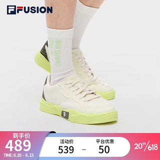 斐乐（FILA）FUSION斐乐潮牌POP2男鞋帆布鞋2023夏季休闲板鞋 香草冰/芥菜黄-VC 44.5