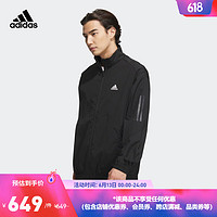 adidas阿迪达斯官方轻运动男装夏新款宽松梭织夹克外套IA6960 黑色 A/XS