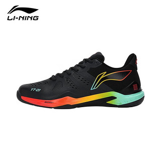 李宁（LI-NING）羽毛球鞋男女同款快速启动雲霆超轻减震回弹透气专业训练比赛鞋 AYAS028-5冷檀黑/黑色 36