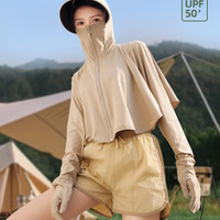 冰丝防晒衣女夏季薄款户外防紫外线大帽檐短款斗篷披肩防晒服外套