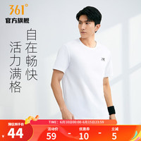 361° 361度运动t恤男2023夏季新款常规休闲上衣圆领透气短袖 本白 XL