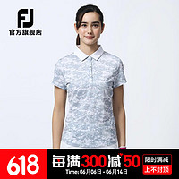 Footjoy高尔夫服装新款女士防紫外线抗菌速干golf短袖POLO衫 迷彩灰80562 S