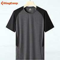 KingCamp夏季速干t恤男轻薄透气吸湿排汗快干衣户外跑步锻炼运动短袖T恤 深灰色 XL