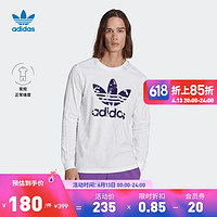 adidas阿迪达斯官方三叶草男纯棉舒适运动上衣圆领长袖T恤HR3526 白色 A/2XL