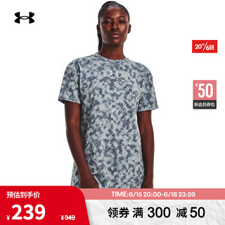 安德玛（UNDERARMOUR）春夏女子印花训练运动短袖T恤1376745 蓝色465 XL