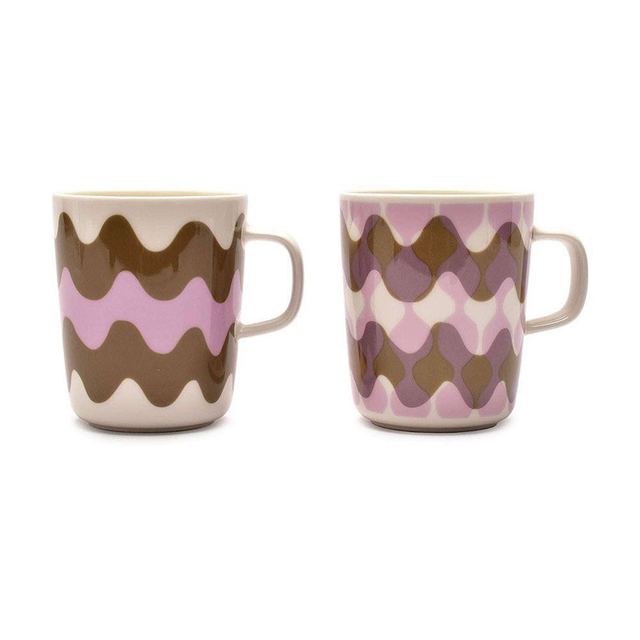marimekko 日本直邮MARIMEKKO 马克杯 250ml 2件 餐具 茶杯 pink brown whit