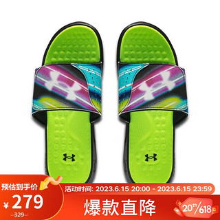 安德玛 UNDERARMOUR）春夏Ignite 7男子印花粘扣运动休闲拖鞋3026024 黑色002 40