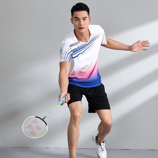 谛汐新款速干羽毛球服运动套装吸汗透气情侣训练服乒乓球训练服比赛服 1313男款+2105黑色 L