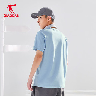 乔丹QIAODAN短袖T恤男士夏季棉透气速干针织上衣 天羽蓝 5XL