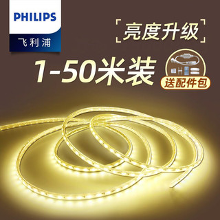 PHILIPS 飞利浦 led灯带条吊顶灯条客厅氛围220v线形灯cob自粘嵌入式背景墙 暖黄 8米装+1套配件包 36