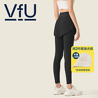 VFU新款假两件运动裤女遮尴尬瑜伽健身训练跑步普拉提高腰瑜伽裤 黑色 L