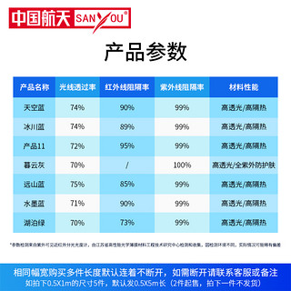 SANYOU 中国航天SANYOU高透光玻璃贴膜阳光房遮阳膜防爆隔热膜窗户太阳膜