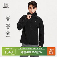 KOLON SPORT/可隆软壳夹克 男子户外休闲耐磨防泼水防污连帽外套 LHJK3SN179-BL 黑 170/M