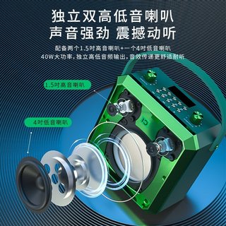 十度（ShiDu）M3高品质HIFI音响发烧入门级无线蓝牙音响手提便携家庭ktv唱歌套装户外聚会K歌直播高保真迷你音箱 M3 十度绿
