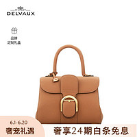 DELVAUX 德尔沃 包包女包斜挎单肩包迷你女士手提包Brillant系列生日礼物 焦糖色