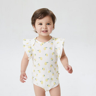 Gap 盖璞 新生婴儿夏季2023新款连体衣668104儿童装包屁衣 柠檬印花 90cm(18-24月)