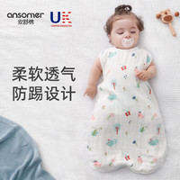 安舒棉婴儿无袖睡袋春秋新生儿夏季薄款宝宝背心纯棉纱布睡袋儿童防踢被 前4后226℃以上 XL码(1~5岁,身高100cm)
