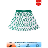 Annil安奈儿童装女大童百褶半身裙2023年夏装新款撞色字母印花运动休闲短裙子 白调花 170cm