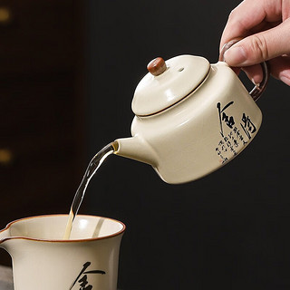 豪峰 汝窑开片单个茶壶功夫茶具陶瓷家用茶水分离茶道办公室泡茶器送礼