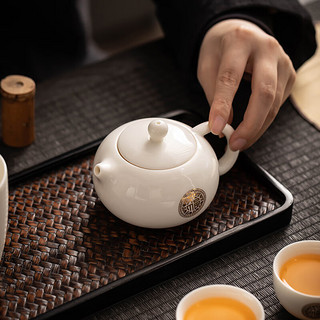 瓷牌茗茶具（cipaiming teaset）羊脂玉泡茶壶家用德化白瓷西施壶功夫茶具带过滤沏茶壶单壶 羊脂玉瓷《金福》西施壶