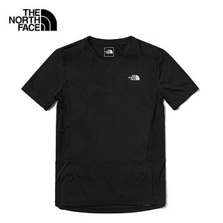 北面（The North Face）T恤男夏季新款户外运动休闲服透气拼接半袖吸湿排汗快干圆领短袖 JK3/黑色/吸汗快干 S