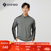 Rapido 雳霹道 秋季新款男子GOLF一体织翻领POLO衫长袖T恤衫CN2741Z07 卡其色 175/92A L