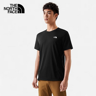 北面（The North Face）T恤男夏季新款户外运动休闲服透气拼接半袖吸湿排汗快干圆领短袖 JK3/黑色/吸汗快干 L