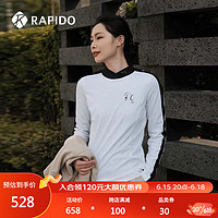 Rapido 雳霹道 2023年春季新款女子GOLF竖纹打底衫休闲运动T恤CP3141Z01 白色 155/80A