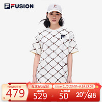 FILA FUSION FILAFUSION 斐乐潮牌女子连衣裙2022夏时尚裙子老花印花连衣裙