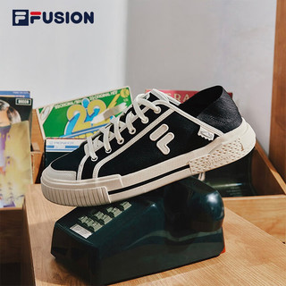 斐乐（FILA）FUSION斐乐潮牌官方WALLRIDE DX女鞋场下帆布鞋2023夏休闲运动鞋 黑/奶白-BG 36