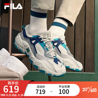 斐乐(FILA)官方掠夺者2女鞋男鞋情侣跑步鞋2023夏季老爹鞋时尚复古运动鞋 白芦笋/徽章蓝-WI 40.5