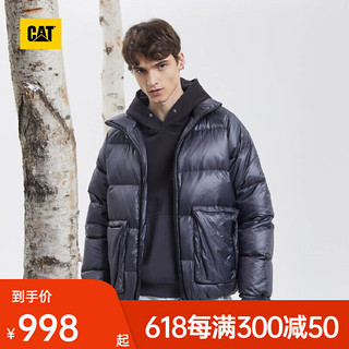 CAT/卡特新款时尚简约立领短款休闲肌理羽绒服面包服男 灰色 S