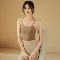 朵梵蓮（Duofanlian）卡其色系列秋冬运动瑜伽服透气跑步高端气质训练健身服女 深卡其 S